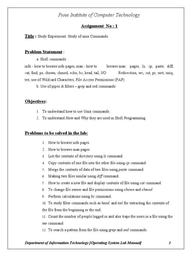 Operating System Laboratory Lab Manual Command Line Interface Scheduling