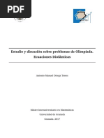 Estudio y Discusión Sobre Problemas de Olimpíada. Ecuaciones Diofanticas