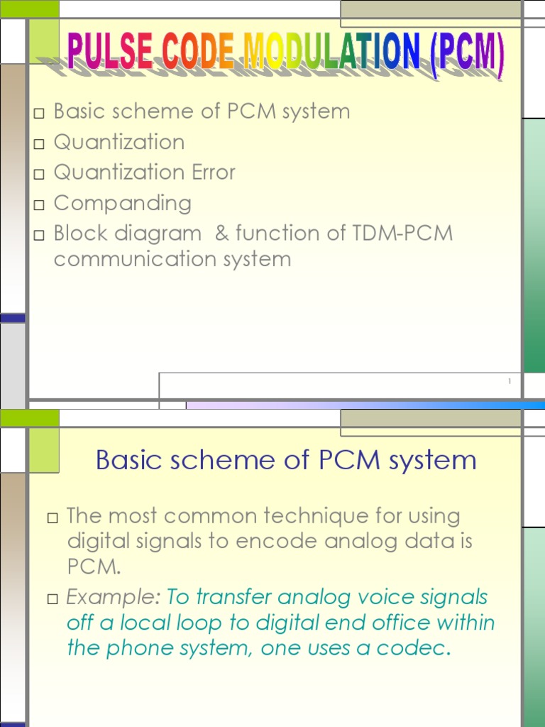 PCM System Overview and Key Concepts | PDF | Modulation | Sampling ...