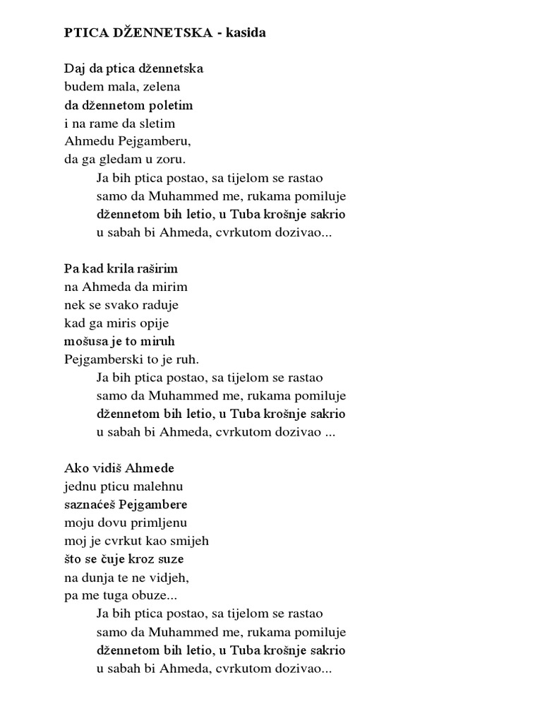 PTICA DŽENNETSKA Uči BILAL ZUKAn
