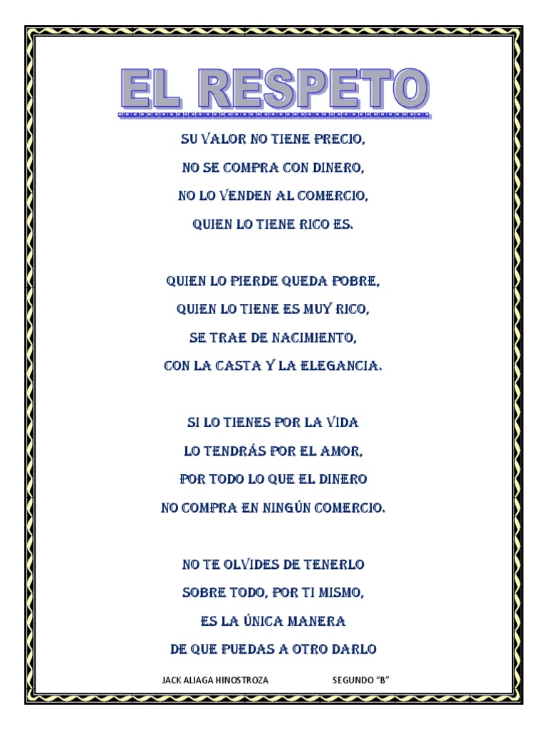 Poema sobre el respeto para niños | PDF