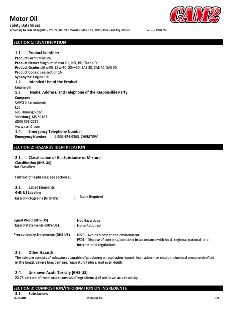 Extend Engine Oil SDS Life with SEO PDF Personal Protective