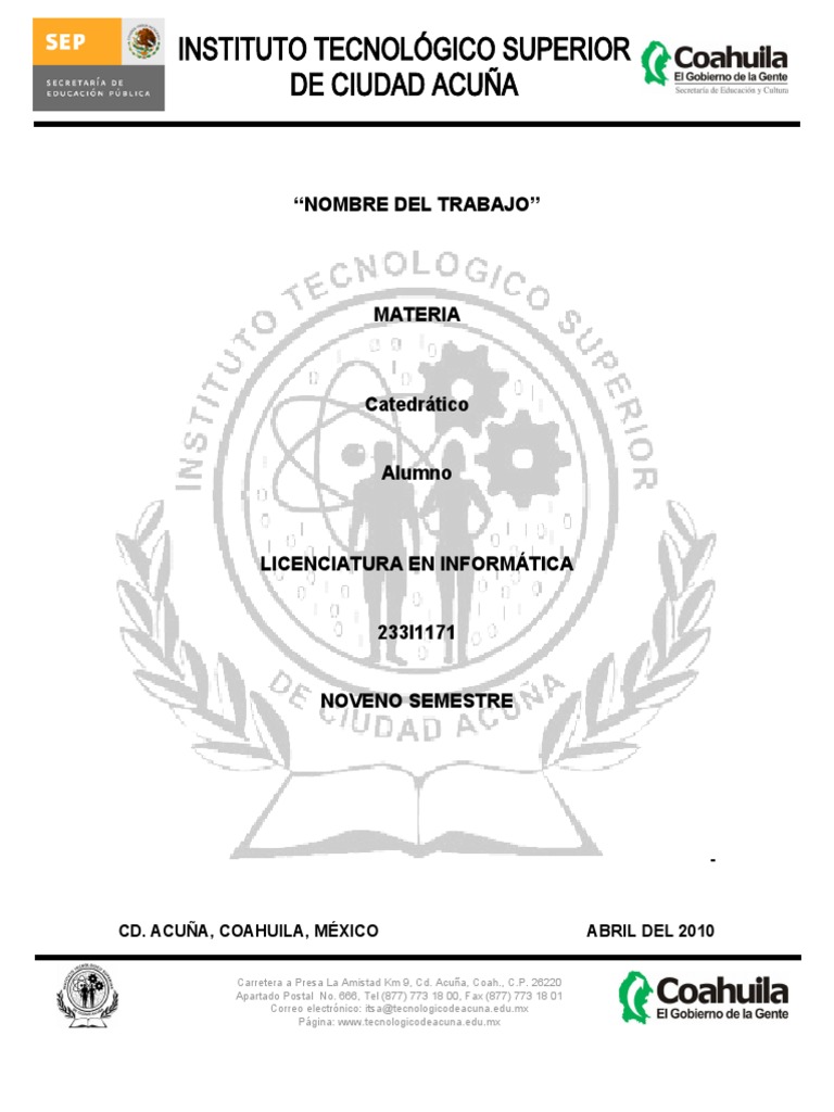 Logo y Datos del ITSA Acuña | PDF