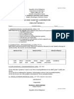 Second Quarter Examinations in English, Arts, and PE - Grade 9