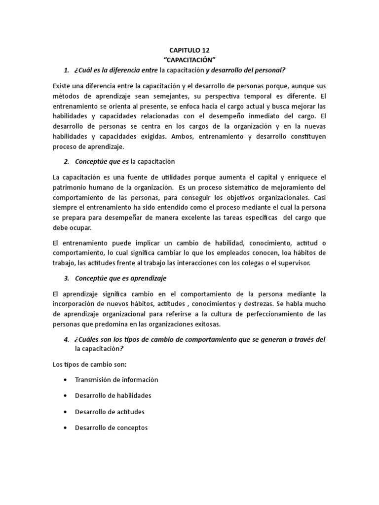 CAPITULO 12 Gesstion de Talento Humano | PDF | Aprendizaje ...