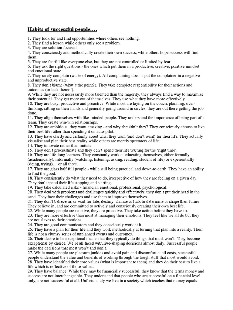 50 Habits of Successful People | PDF | Cognition | Metaphysics Of Mind