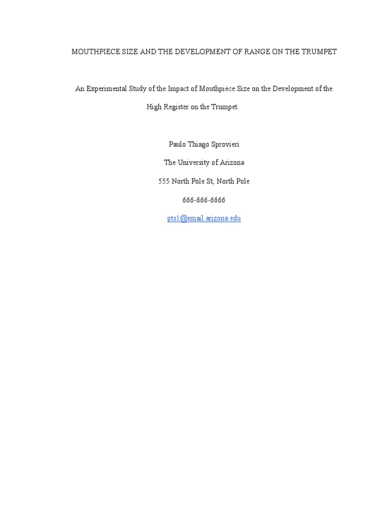 Mouthpiece Size and The Development of Range On The Trumpet PDF