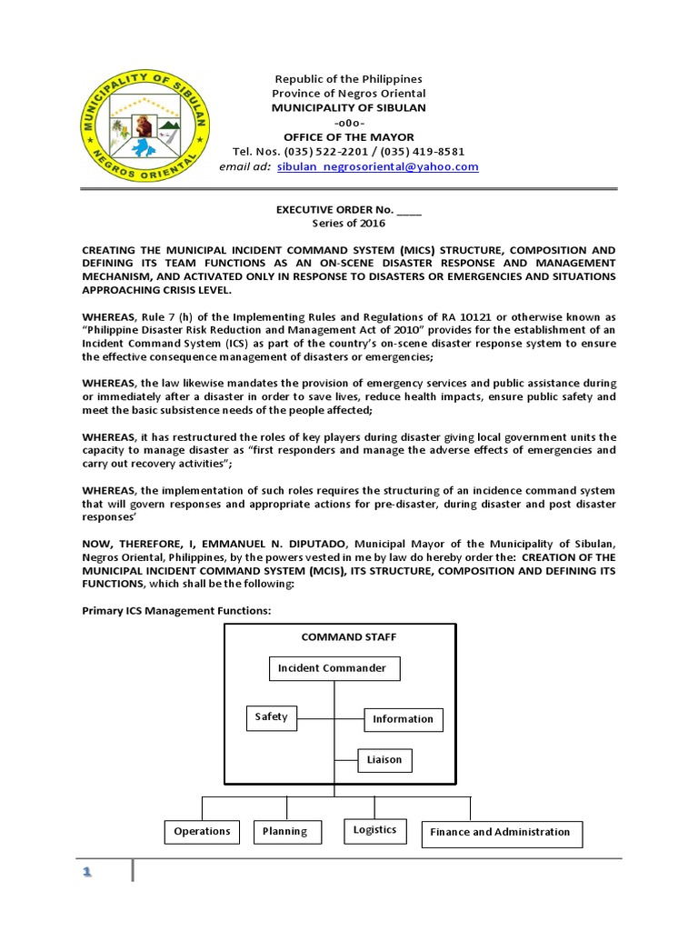 Incident Command System Pdf Incident Command System Emergency