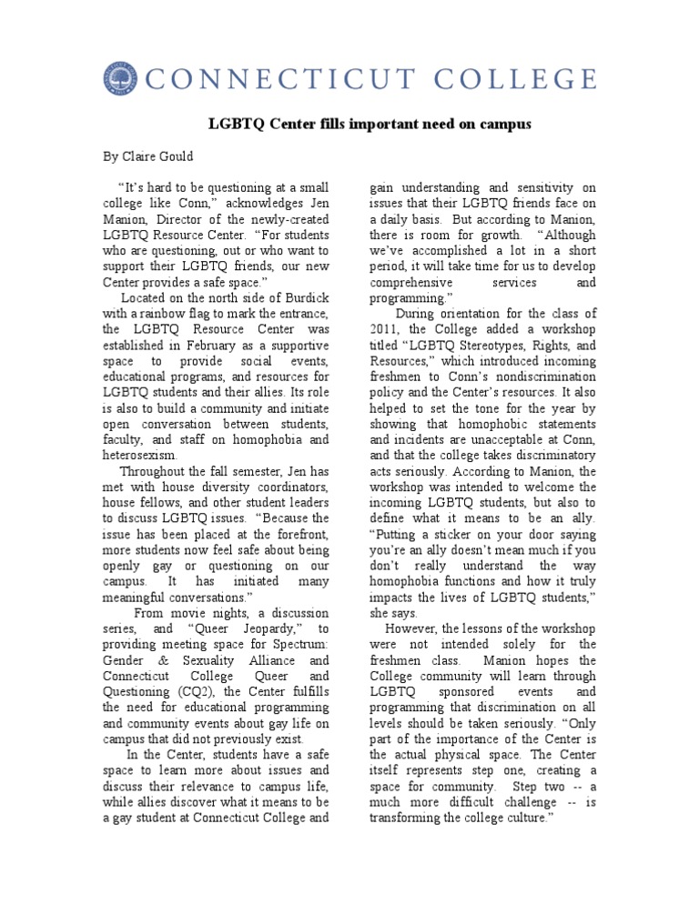 LGBTQ Resource Center Enhances Campus Support | PDF | Lgbt | LGBTQIA+ ...