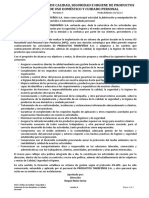 Pol - Tica de Calidad Seguridad e Higiene PROTISA PDF