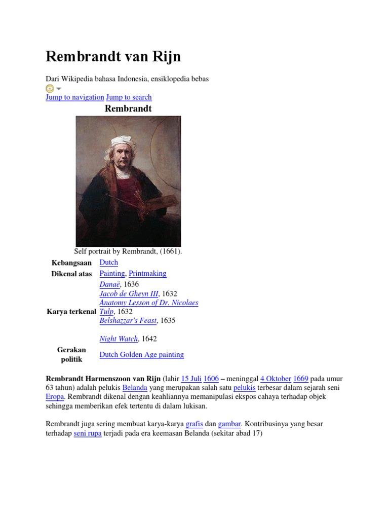 1.rembrandt Van Rijn | PDF
