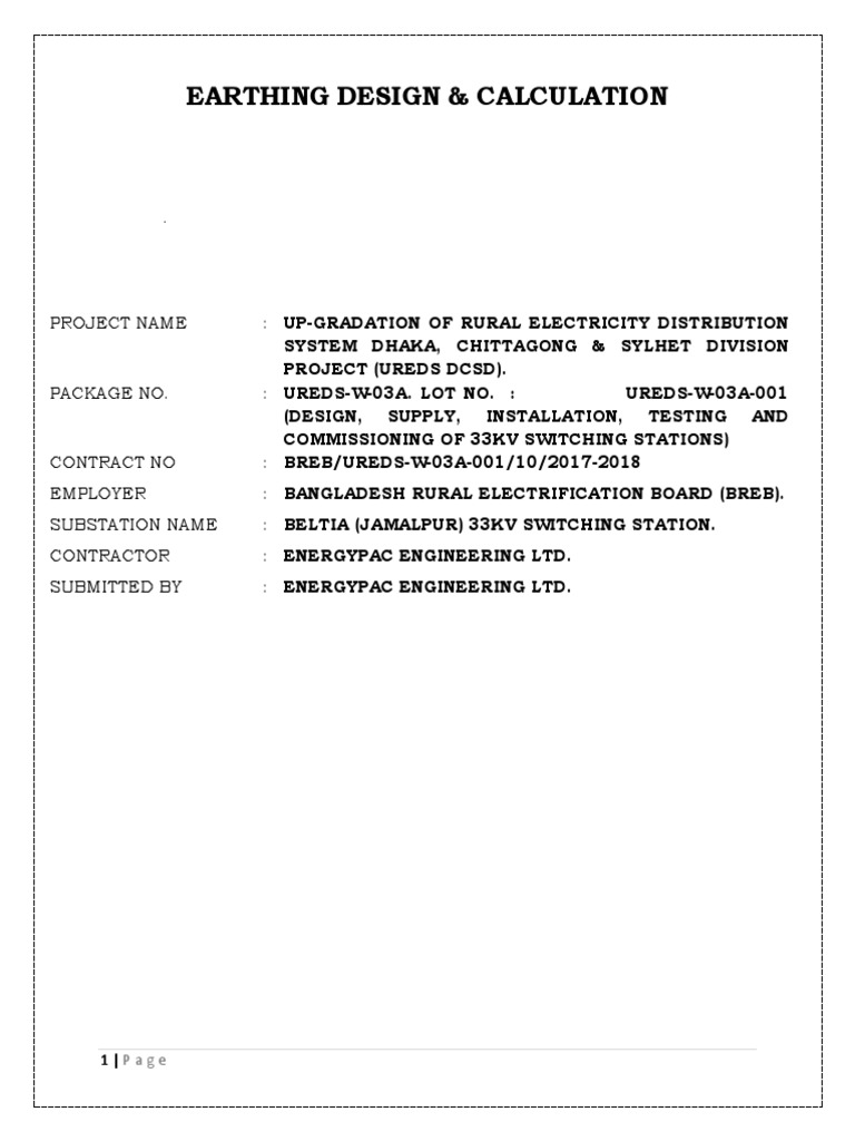 Jamalpur Earthing Calculation Final PDF | PDF | Electrical Resistivity ...