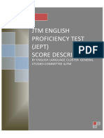 JTM English Proficiency Test) Jept (Score Description: B Y English Language Cluster General Studies Committee Iljtm