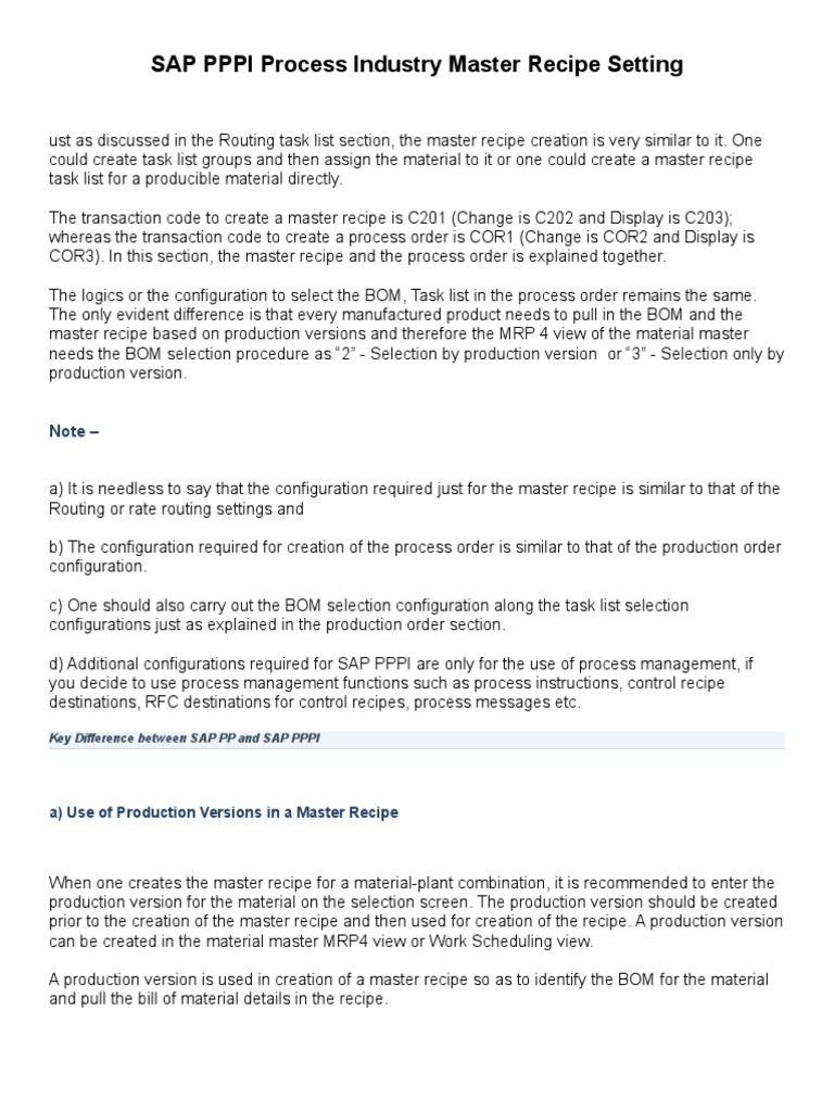 What is the Difference between Master Recipe and Routing: Unveiling the Secrets