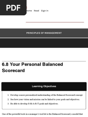Personal Balanced Scorecard – Principles of Management