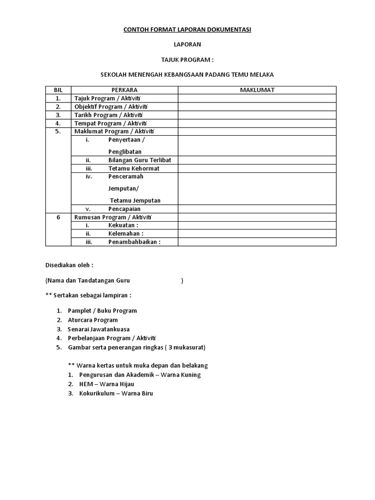 Dokumen Tips Contoh Format Laporan Dokumentasi Docx
