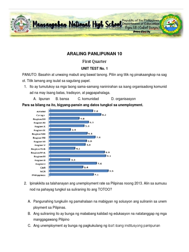 AP 10 - First Quarter Exam | PDF