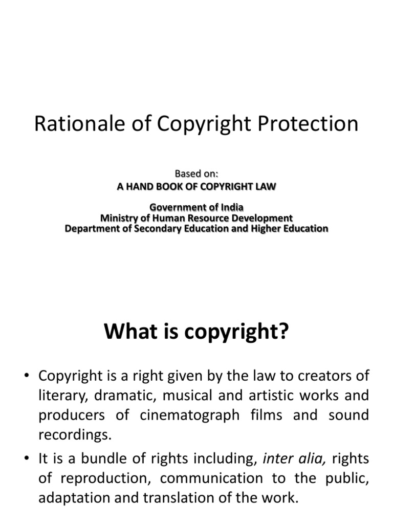 Rationale of Copyright Protection | PDF | Fair Dealing | Copyright