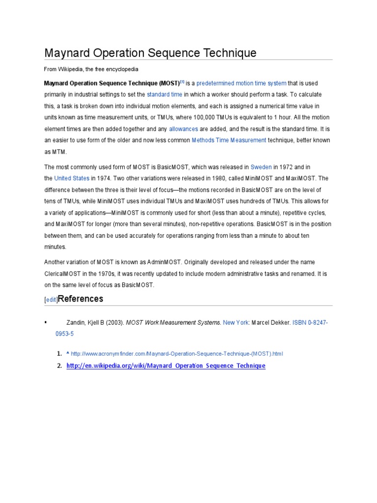 Overview of Maynard Operation Sequence Technique | PDF