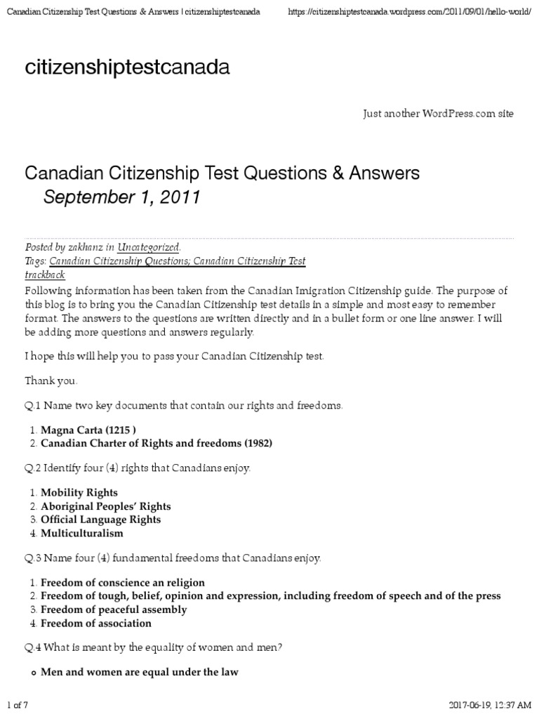 Canadian Citizenship Test Questions Answers Citizenshiptestcanada Provinces And Territories Of Canada Canada