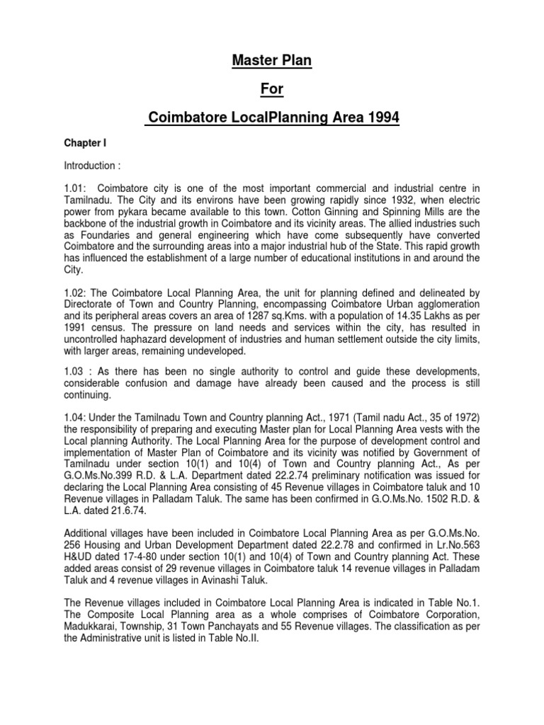 Master Plan Coimbatore | PDF | Slum | Tamil Nadu