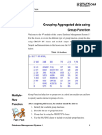 Grouping Aggregated Data Using Group Function: Module of Instruction