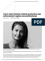 Court Rules Ontario Animal Protection Law Enforcement Regime Unconstitutional Canadian Lawyer Mag