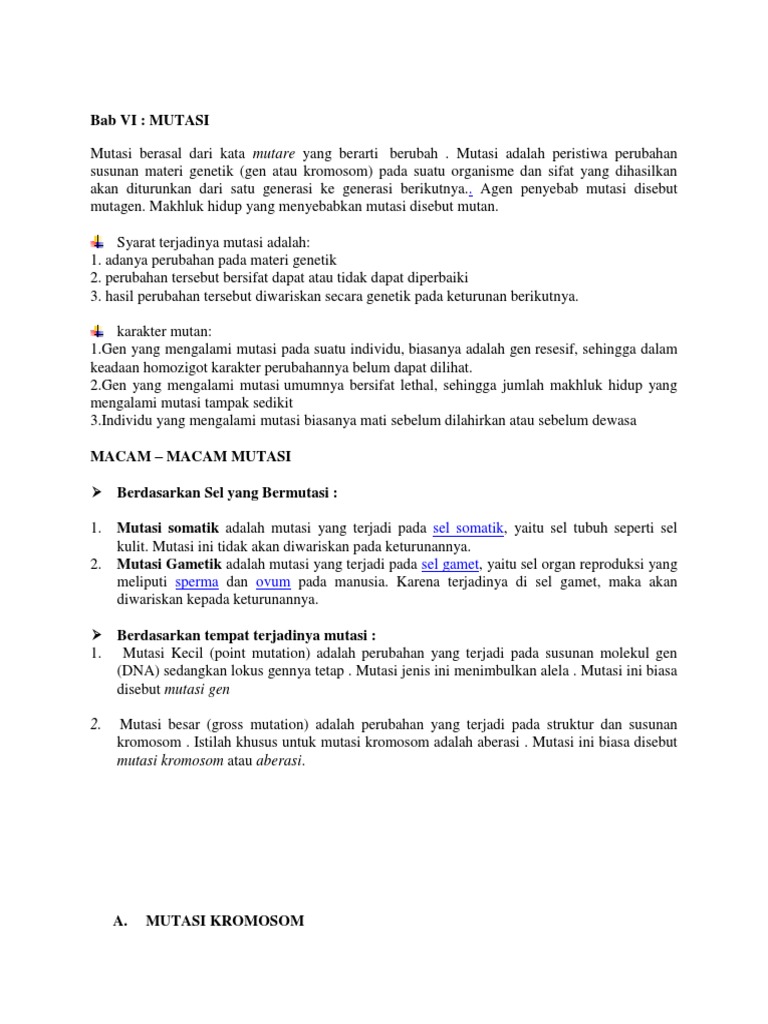 Mutasi Biologi Kelas Xii Docx