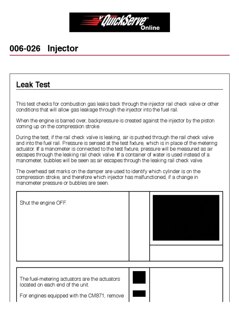 Isx Injector Leak Test PDF Fuel Injection Leak