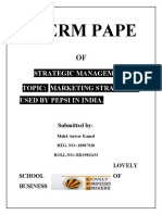 Term Pape: Strategic Management Topic: Marketing Strategies Used by Pepsi in India