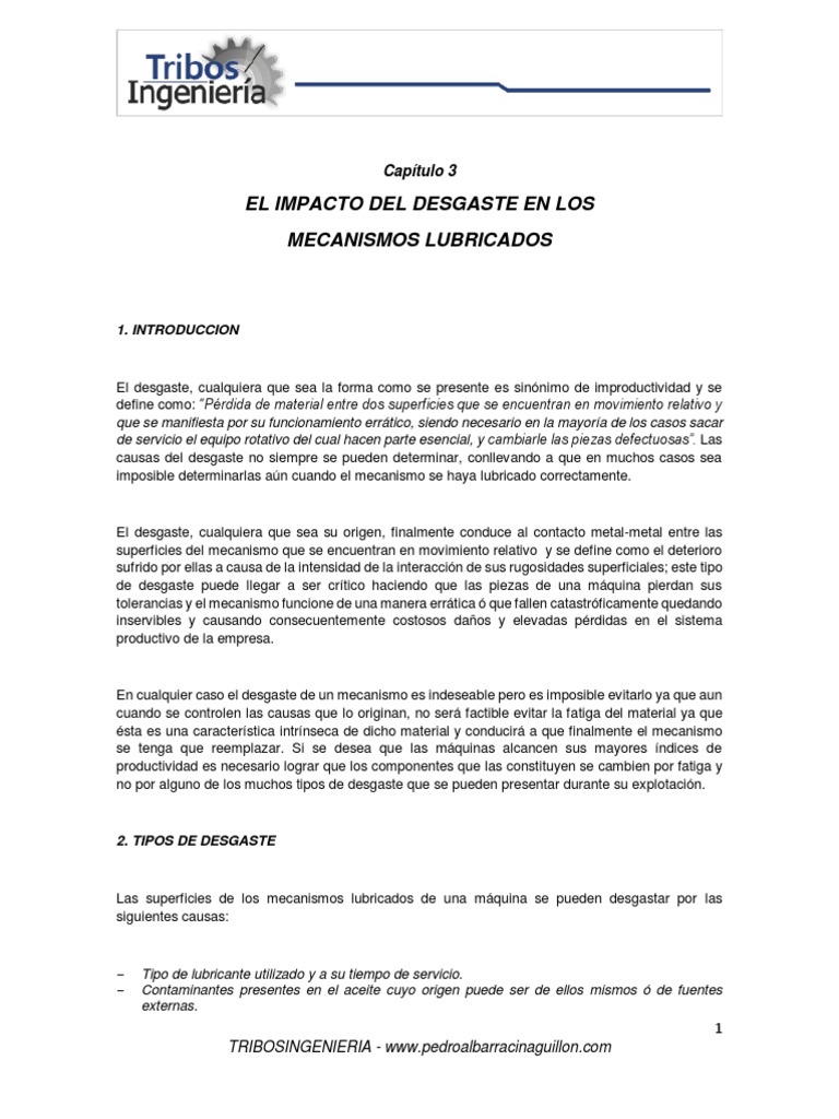 Impacto del Desgaste en Mecanismos | PDF | Lubricante | Fatiga (material)