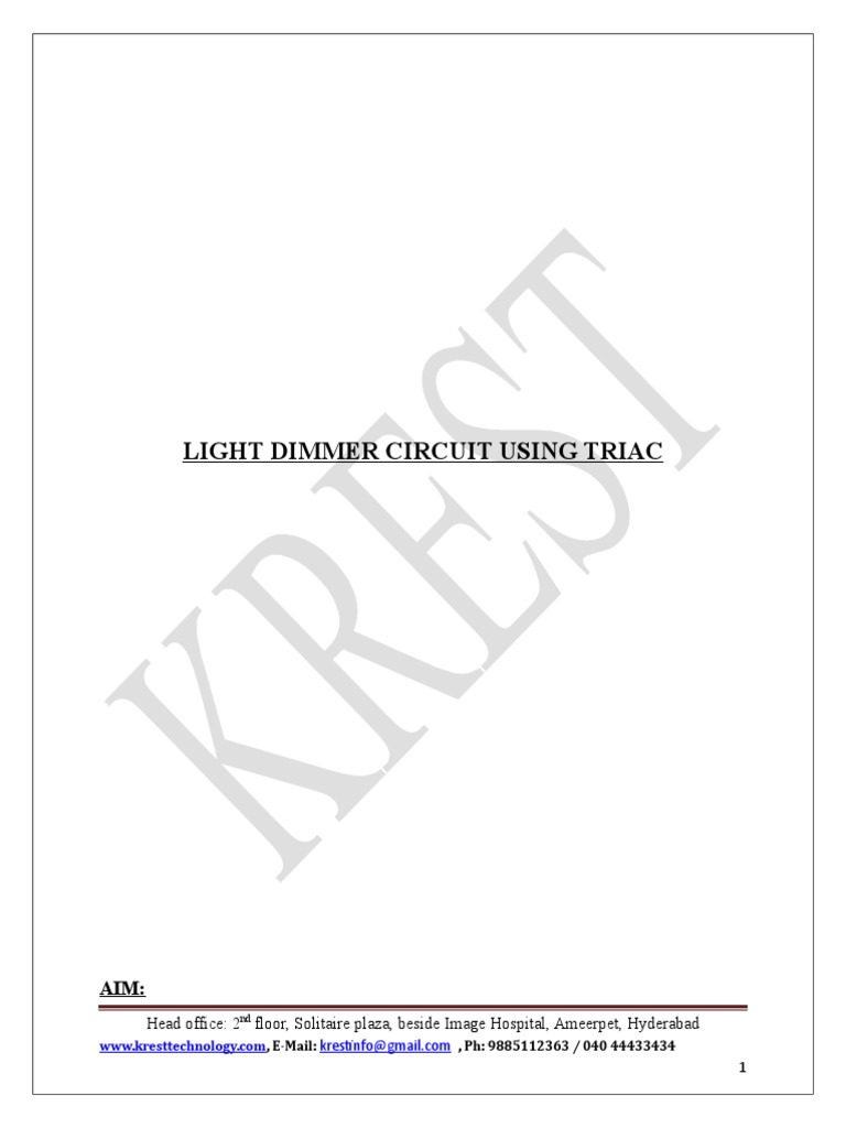 Light Dimmer Circuit Using Triac Circuit Diagram