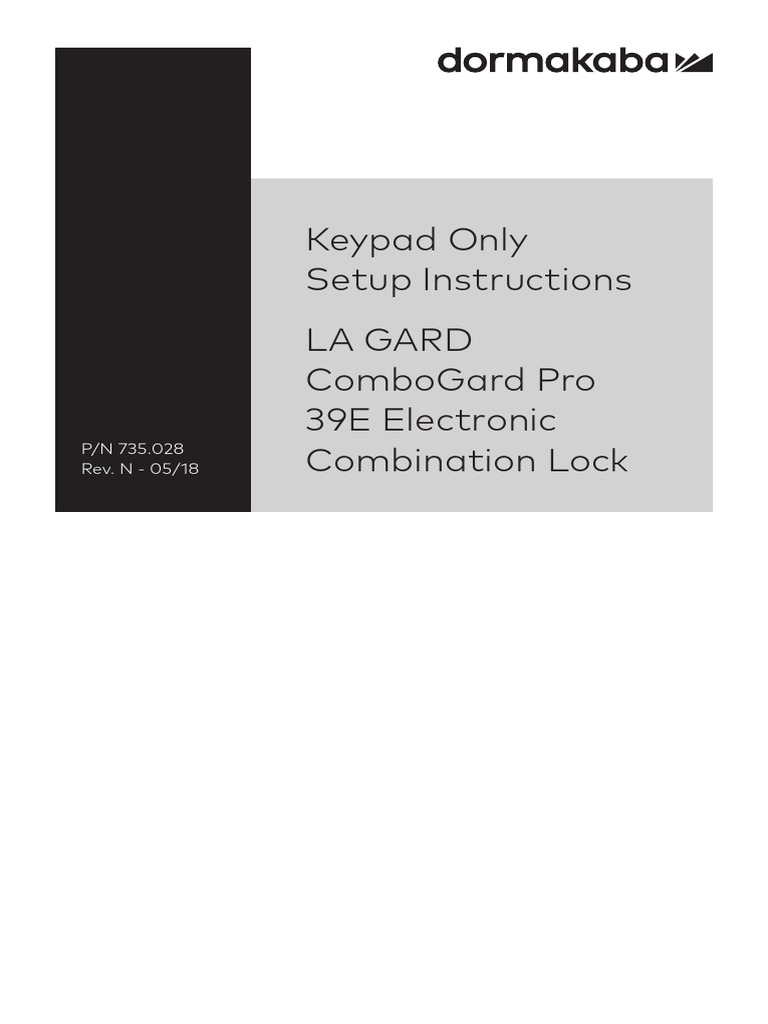 LAGARD Combogard Pro 39e Electronic Combination Lock Keypad Only Setup