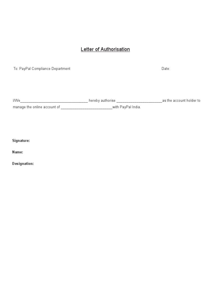 PayPal India Account Authorization Letter | PDF | Finance & Money ...