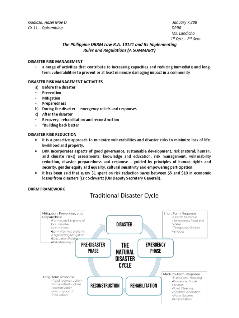 Overview of RA 10121 on DRRM | PDF | Disaster Risk Reduction ...