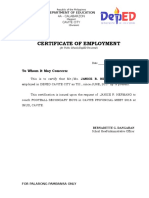 Certificate of Employment: To Whom It May Concern