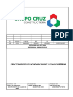 Procedimiento de Vaciado de Muro Y Losa de Cisterna: PDT-0100-SGS-GCC-004 Disciplina: Obras Civiles