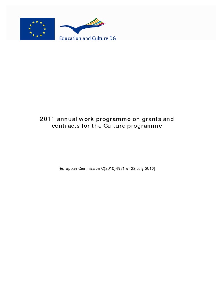 2011 Annual Work Programme On Grants and Contracts For The Culture