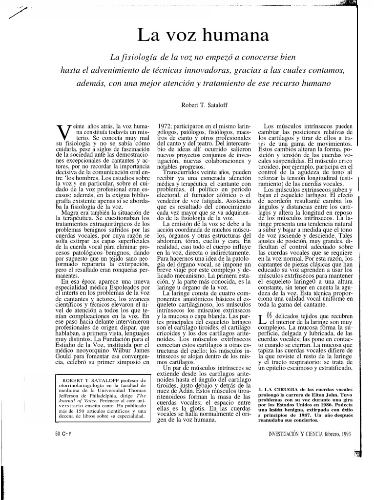Fisiología de la Voz Humana | PDF | Sonido | Vocal