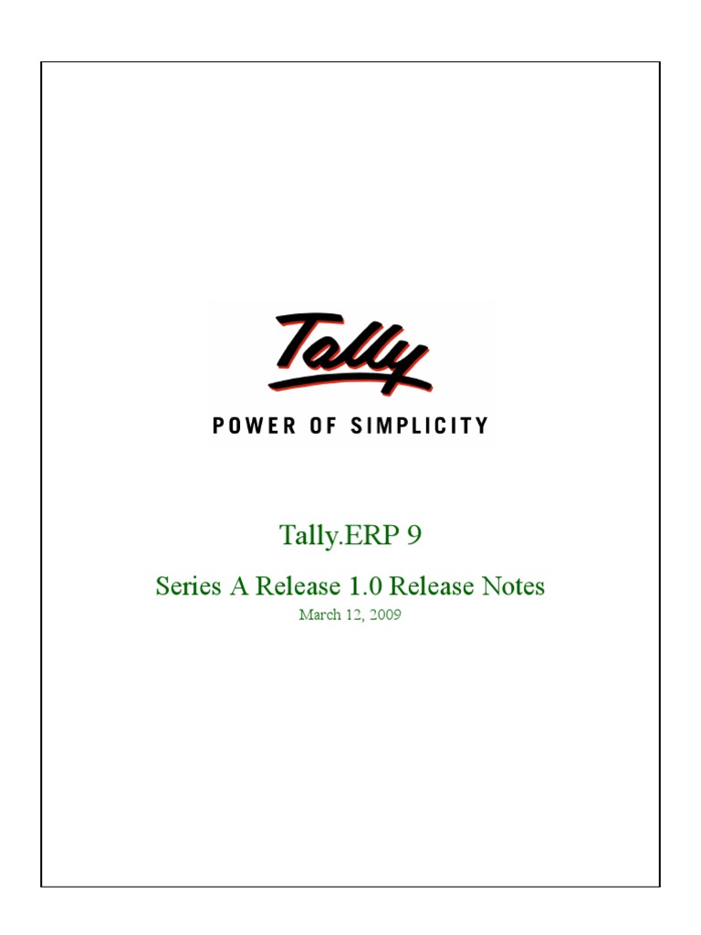 Tally - Erp 9 Release Notes | PDF