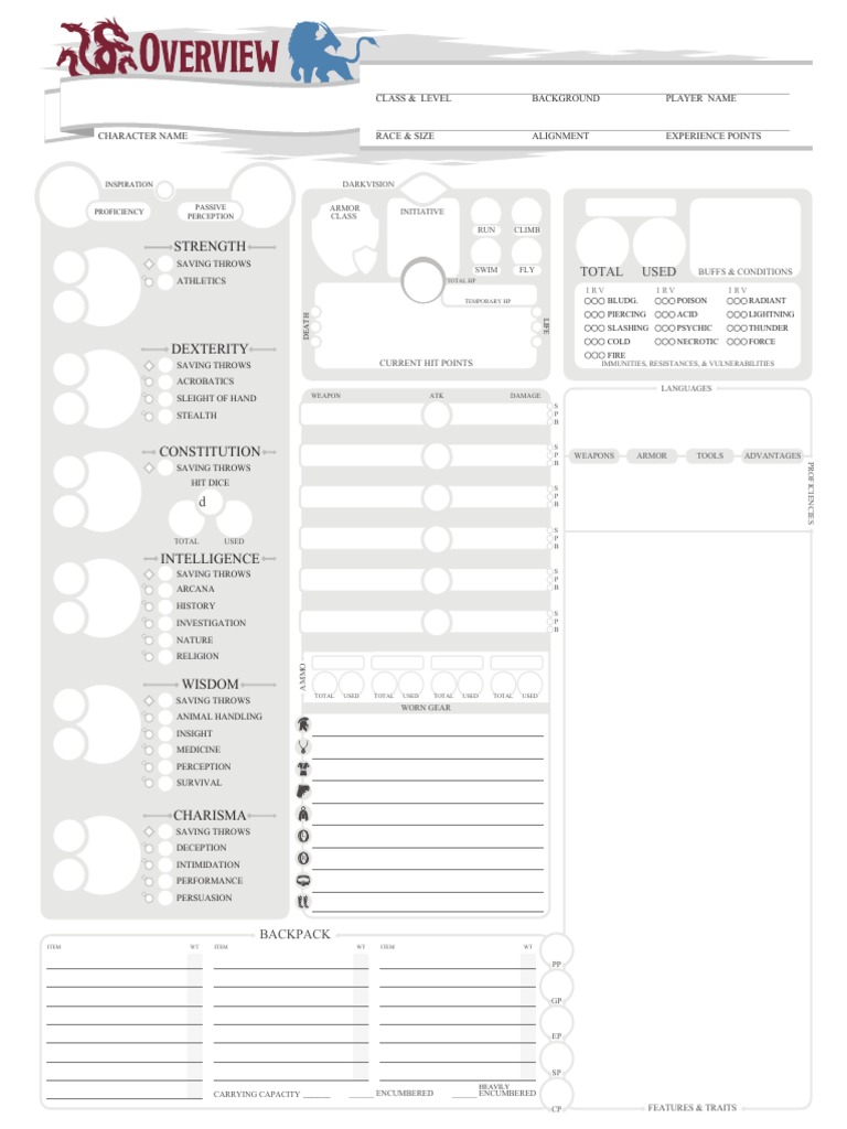 D&D Character Sheet Template | PDF | Role Playing Games | Role Playing