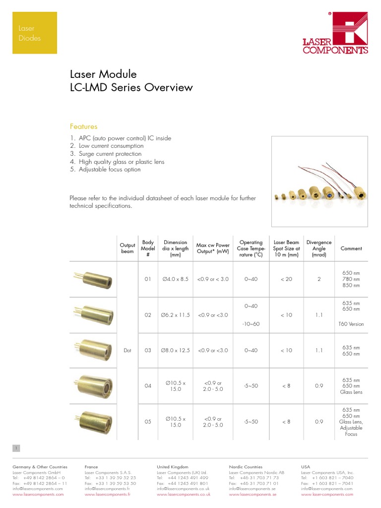 LC-LMD Series Laser Modules Overview | PDF | Laser | Lens (Optics)