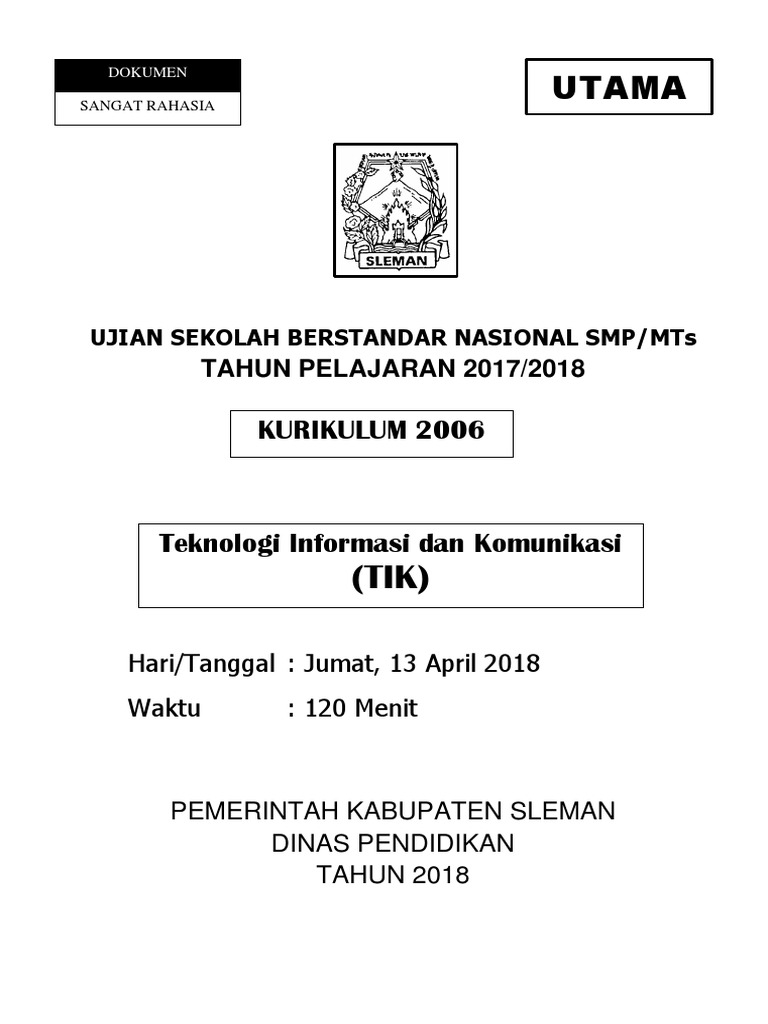 2 Soal Usbn Tik 2018 Utama