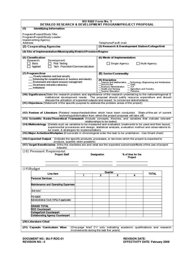 R&D Project Proposal Template | PDF | Governance | Science And Technology