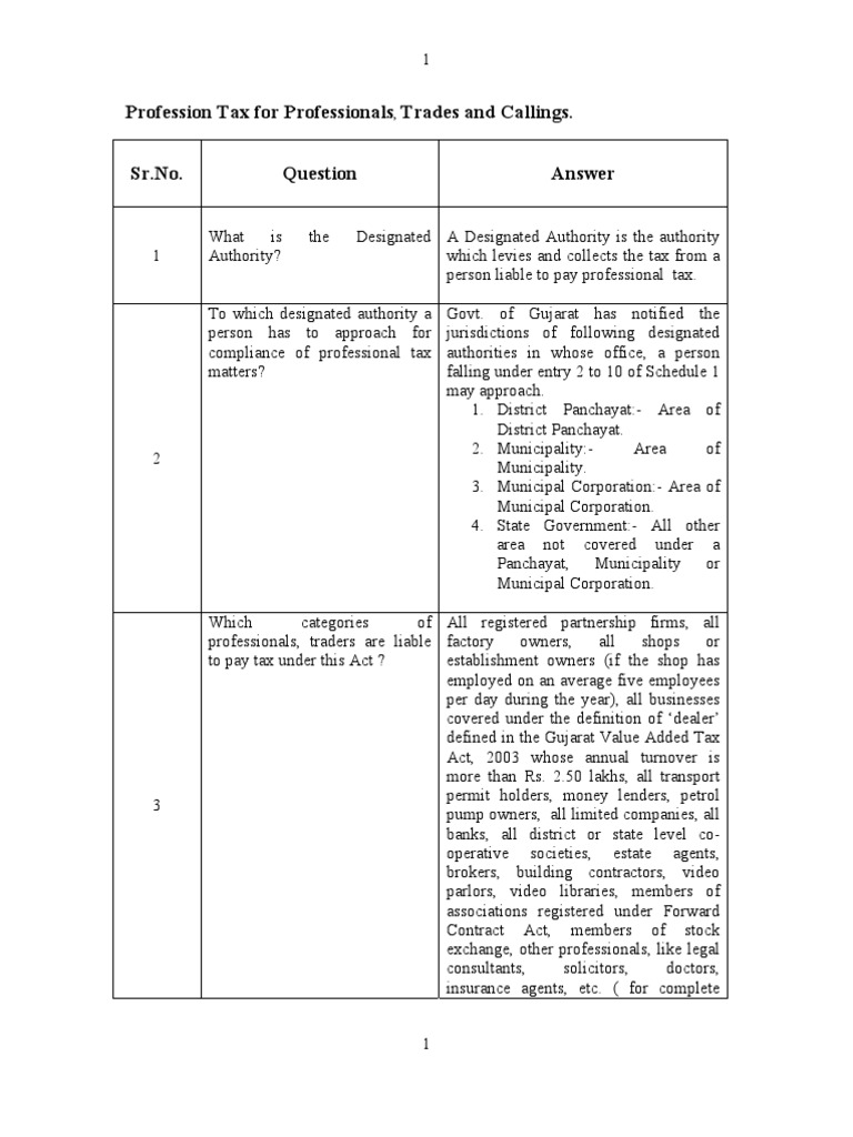 Profession Tax For Professionals PDF Corporations Tax Exemption