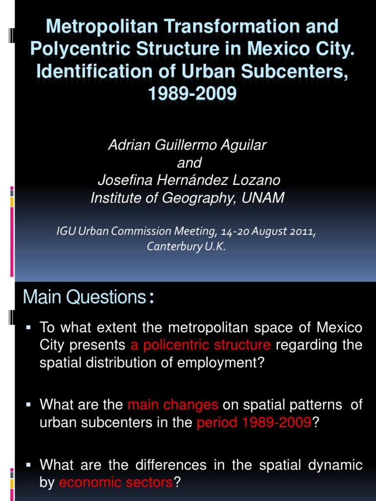 Mexico City Urban Subcenters 1989-2009 | PDF | City | Employment