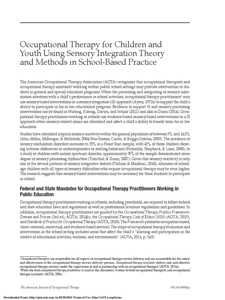 Sensory Integration 8 19 2017 | Download Free PDF | Occupational ...