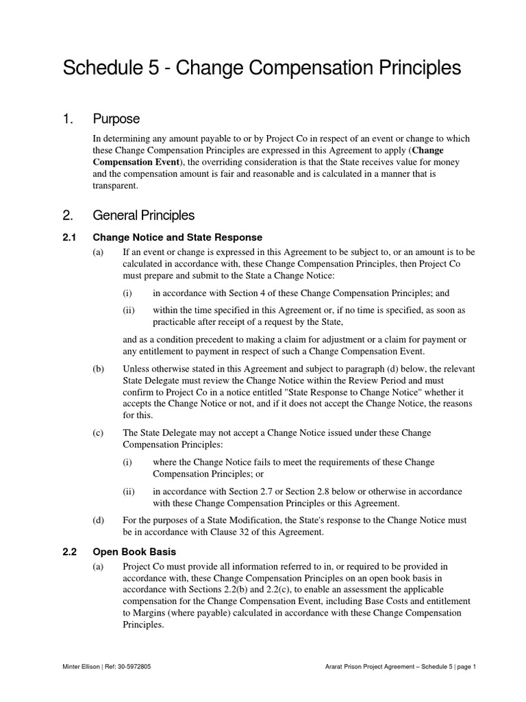 Schedule 5 - Change Compensation Principles: 1. Purpose | PDF | Value ...