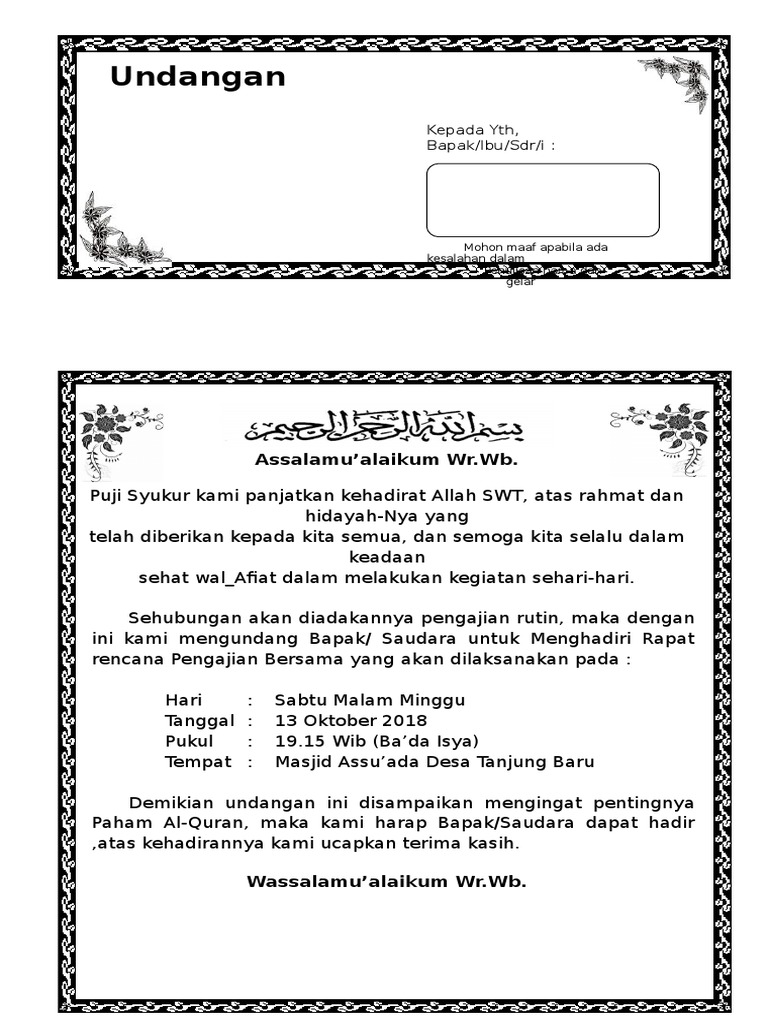 Undangan Pengajian | PDF