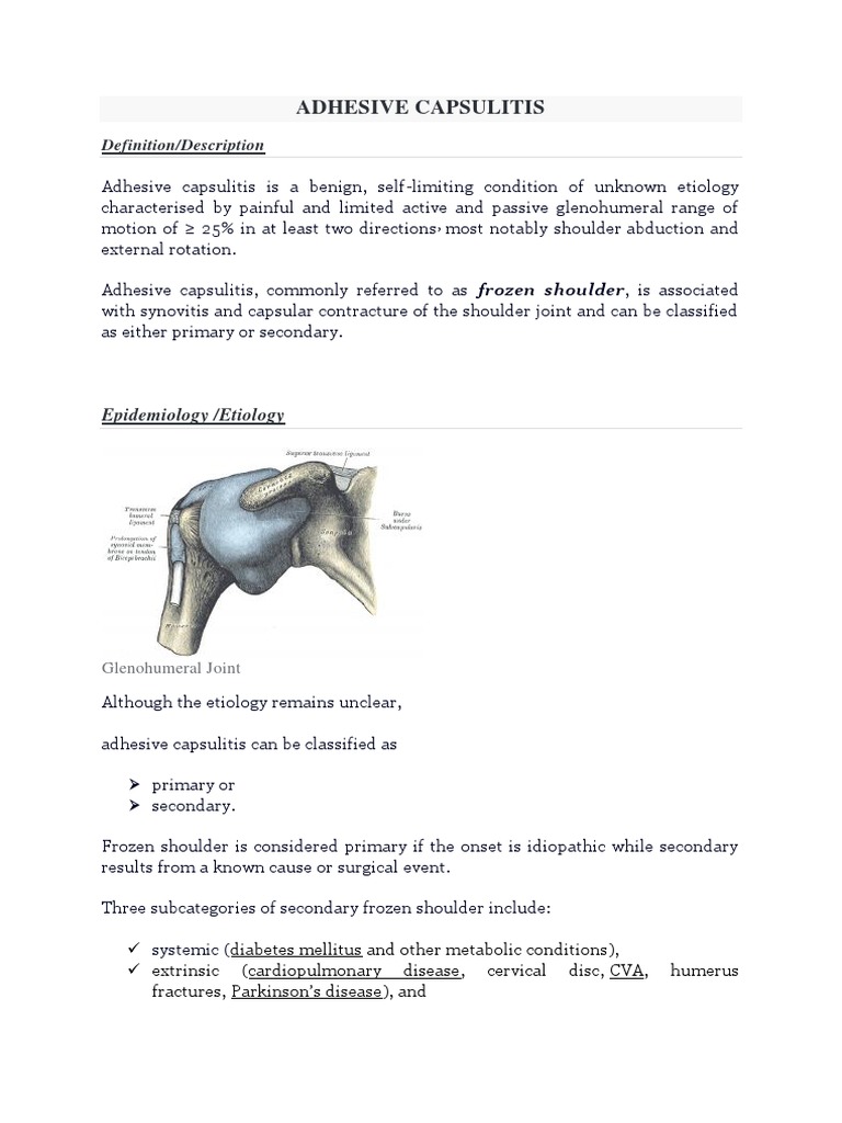 Adhesive Capsulitis PDF Anatomical Terms Of Motion Shoulder